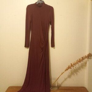 NWT YFB Maxi Jersey Twist Long Sleeved Gown Size L Elegant Minimalist Comfy